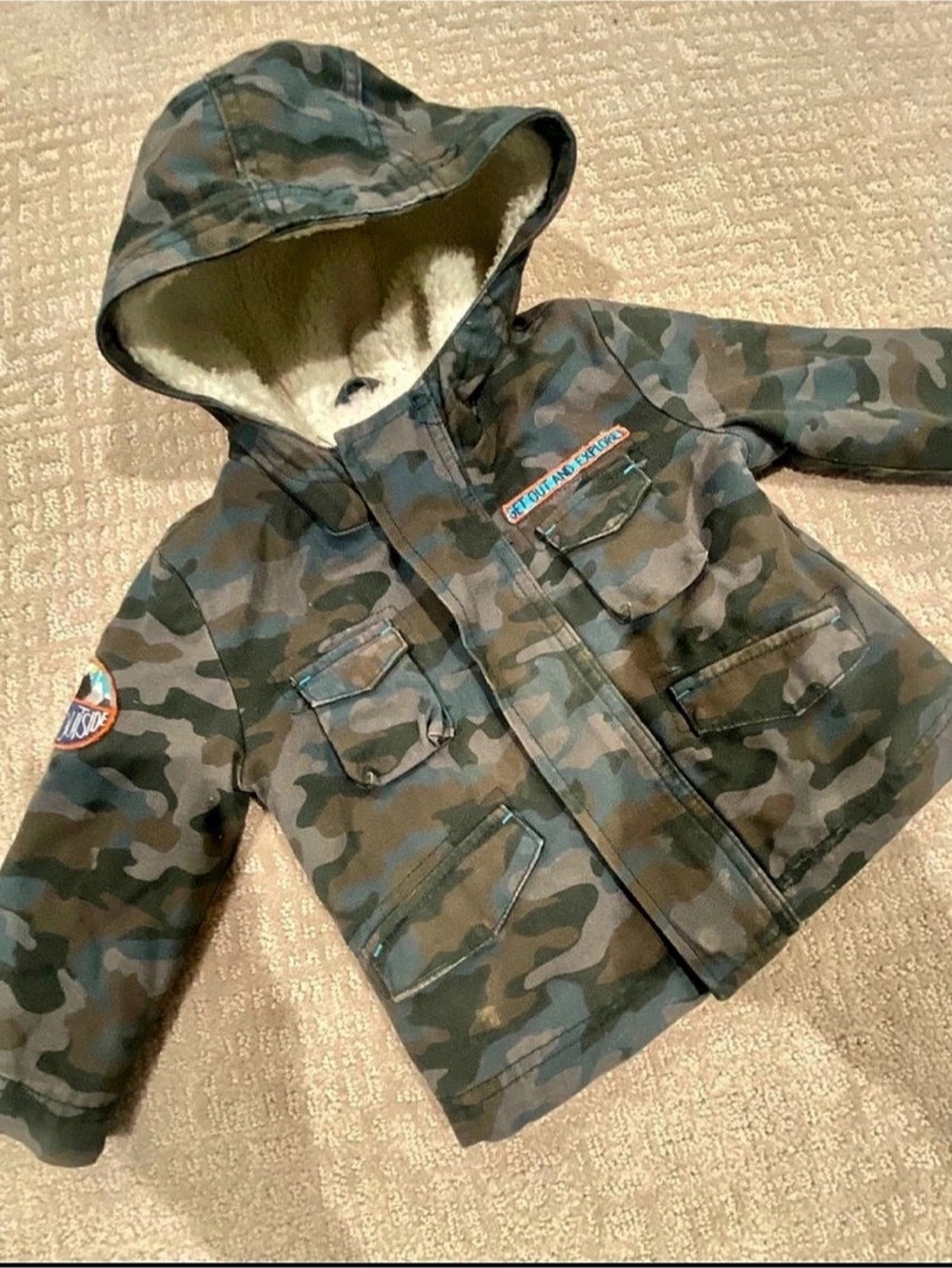 Cat & Jack Camo Utility Sherpa-Lined Jacket Baby 12M